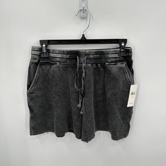 SPLENDID NWT Mineral Wash Waffle Knit Drawstring Shorts in Black  // XS - Picture 2 of 10